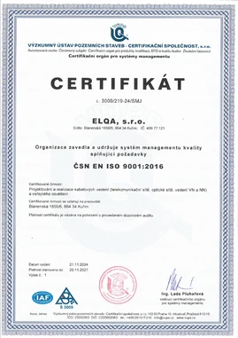 Certifikát ISO 9001 Certifikát ISO 9001